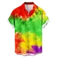 thumbnail image 3 of Ceisia Men's Slim-Fit Rainbow Gradient Tie-Dye Short Sleeve Button-Down Shirt Yellow XXXL Gifts, 3 of 6