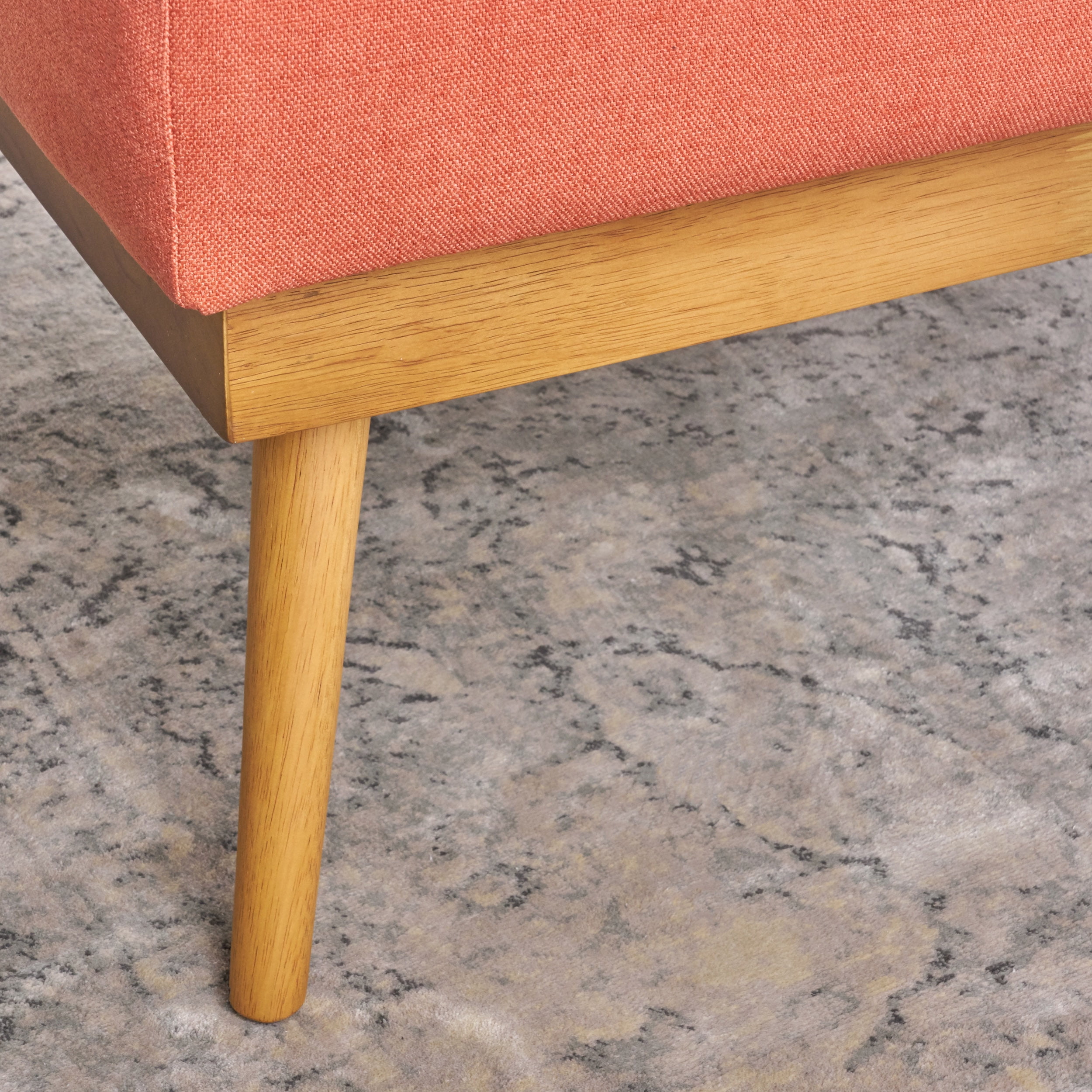 Noble House Mid Century Fabric Ottoman, Coral