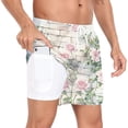 thumbnail image 2 of joogoo Men's Rose Retro Flower Swim Trunks with Liner Pocket Beach Shorts Large, 2 of 9