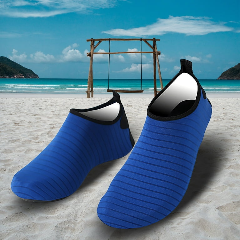 Hesroicy 1 Pair Anti-slip Outsole Foldable Beach Shoes Men Women Striped  Print Thin Barefoot Swimming Shoes for Summer