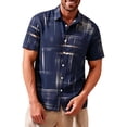 thumbnail image 2 of Kalauyu Button Down Shirts for Men Plaid Print Short Sleeve Shirts Casual Button-Up Blouse Summer Beach Outdoor Daily Wear Tops, 2 of 5