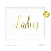 Ladies, Gents Gold Metallic Gold Wedding Party Signs, 2-Pack