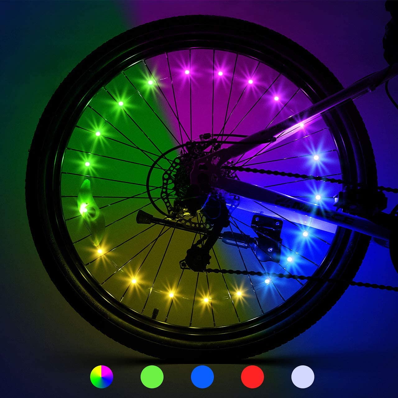 Details about   Bike Bicycle Cycling Wheel Spoke Wire Tyre Valve Lights LED Bright Multicolor 2x 