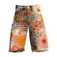 thumbnail image 4 of Women's Casual Pants Flare Denim Shorts For Women Wide Leg Denim Shorts Woman Vintage Floral Print High Waisted Straight Stretch Pants With Pockets,Pink Women's Casual Pants XL, 4 of 4
