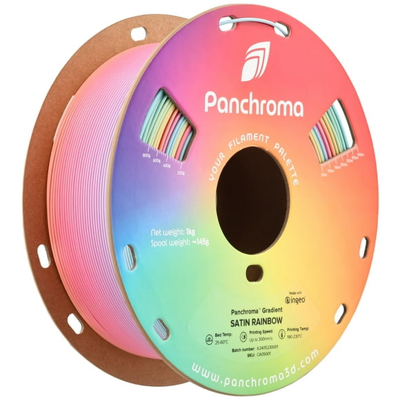 Polymaker Panchroma Satin Rainbow PLA 3D Printer Filament 1.75mm, Gradient Rainbow PLA Filament 1.75 Satin Surface 1kg - Panchroma Multicolor PLA 3D Printing Filament