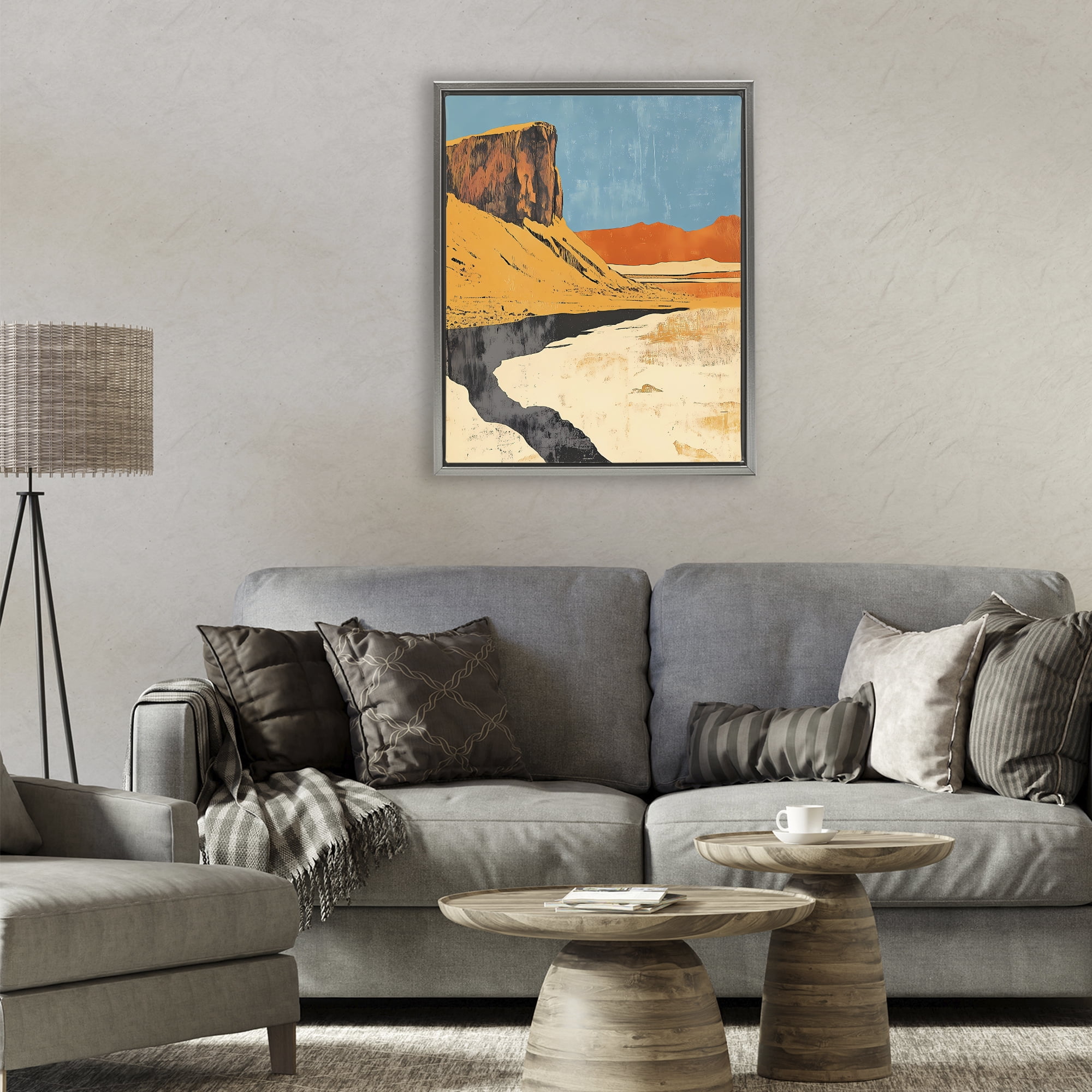 Stupell Industries Canyon Pass Pathway Gray Framed Floater Canvas Wall Art, design by Walker Noble