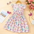 thumbnail image 4 of RTKFRFLM Toddler Girls Casual Dresses Fly Sleeve Cartoon Prints Summer Cute Midi Girl Sundress Dresses Flower Girl Dresses,Size 2-3 Years, 4 of 9