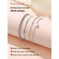thumbnail image 5 of Silvora 3PCS Layered Anklets for Women Silver Stainless Steel Stackable Flat Snakle Cuban Chain Heart Ankle Bracelet Set Adjustable Foot Chain Beach Boho Jewelry Gifts for Birthday Mothers Day, 5 of 6