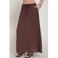 thumbnail image 4 of Women's Elastic Waist Crinkle Woven Long Skirt with Tie Detail, Casual Flowy Maxi Skirt Brown M, 4 of 5