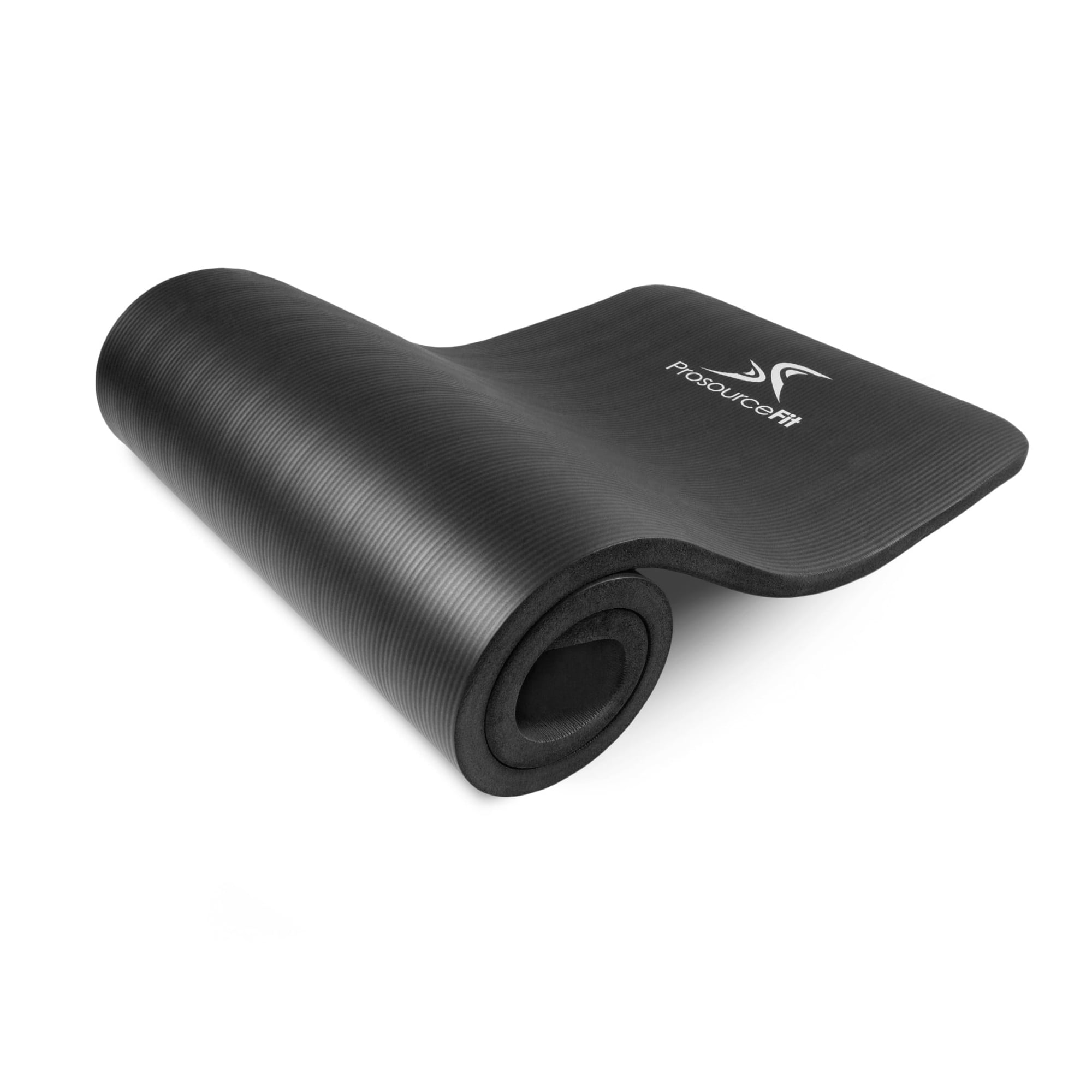 ProsourceFit 1" Black Yoga Mat, Extra Thick Exercise Pilates Mat, Dorm Room Workout Equipment