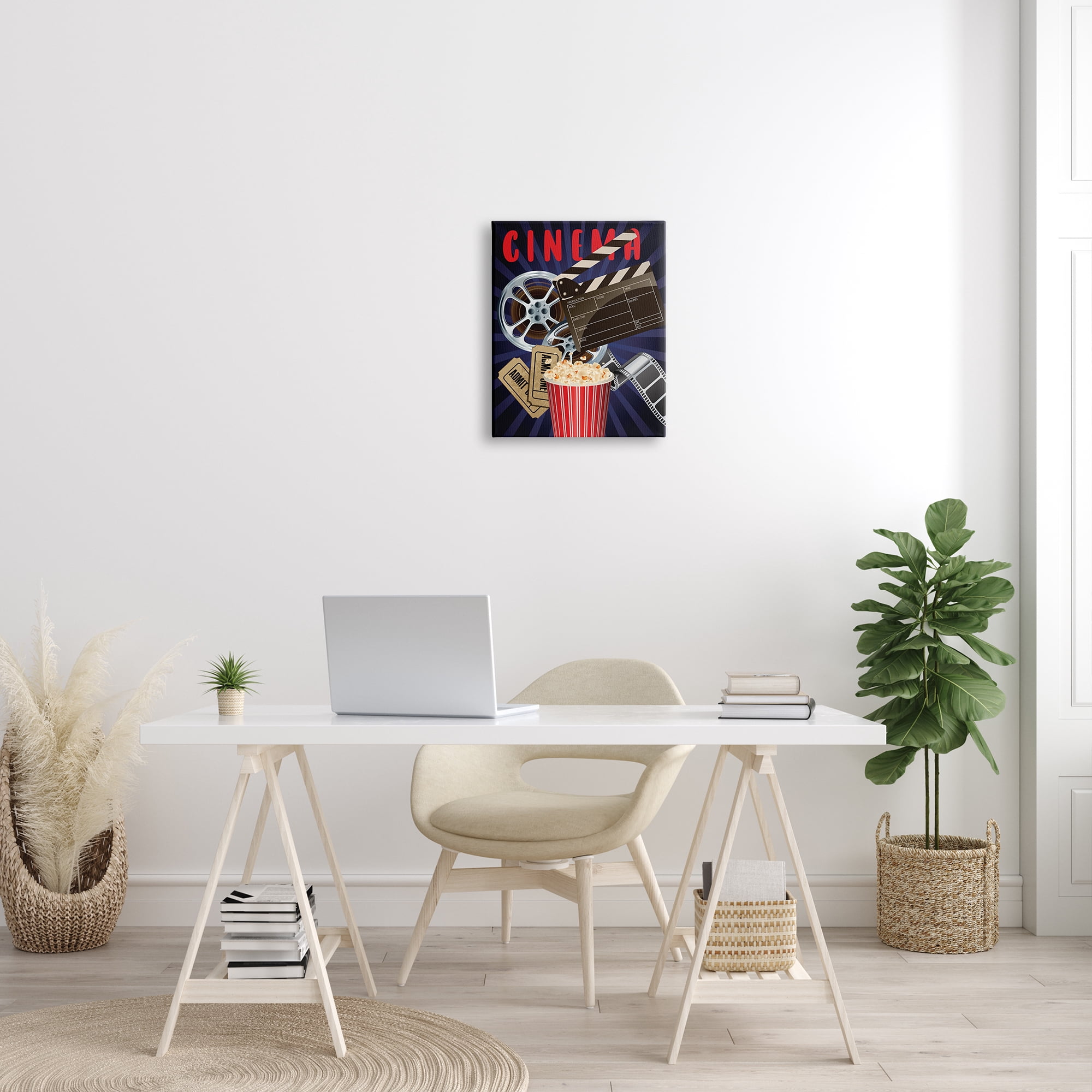 Stupell Industries Cinema Movie Reel Popcorn Entertainment Sign Graphic Art Gallery Wrapped Canvas Print Wall Art, Design by Yvonne Coleman Burney