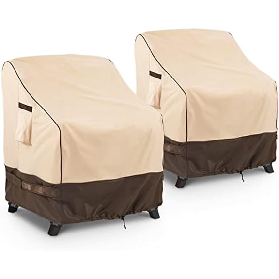 Waterproof Patio Furniture Covers 32W x 37D x36H inches 2 Pack, Lawn Outdoor Chair Cover Khaki