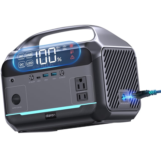 Banco de Energía DaranEner 600W 288Wh Batería LiFePO4 Carga Rápida