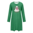 thumbnail image 5 of ZQUUVOU Cotton Nightgown for Women Cute Printed Long Sleeved Sleepdress Crew Neck Loose Comfortable Short Nightgown Green, 5 of 5