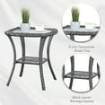 thumbnail image 3 of PARKWELL Outdoor Patio Side Table Square Wicker End Table with Glass Top, Gray, 3 of 7