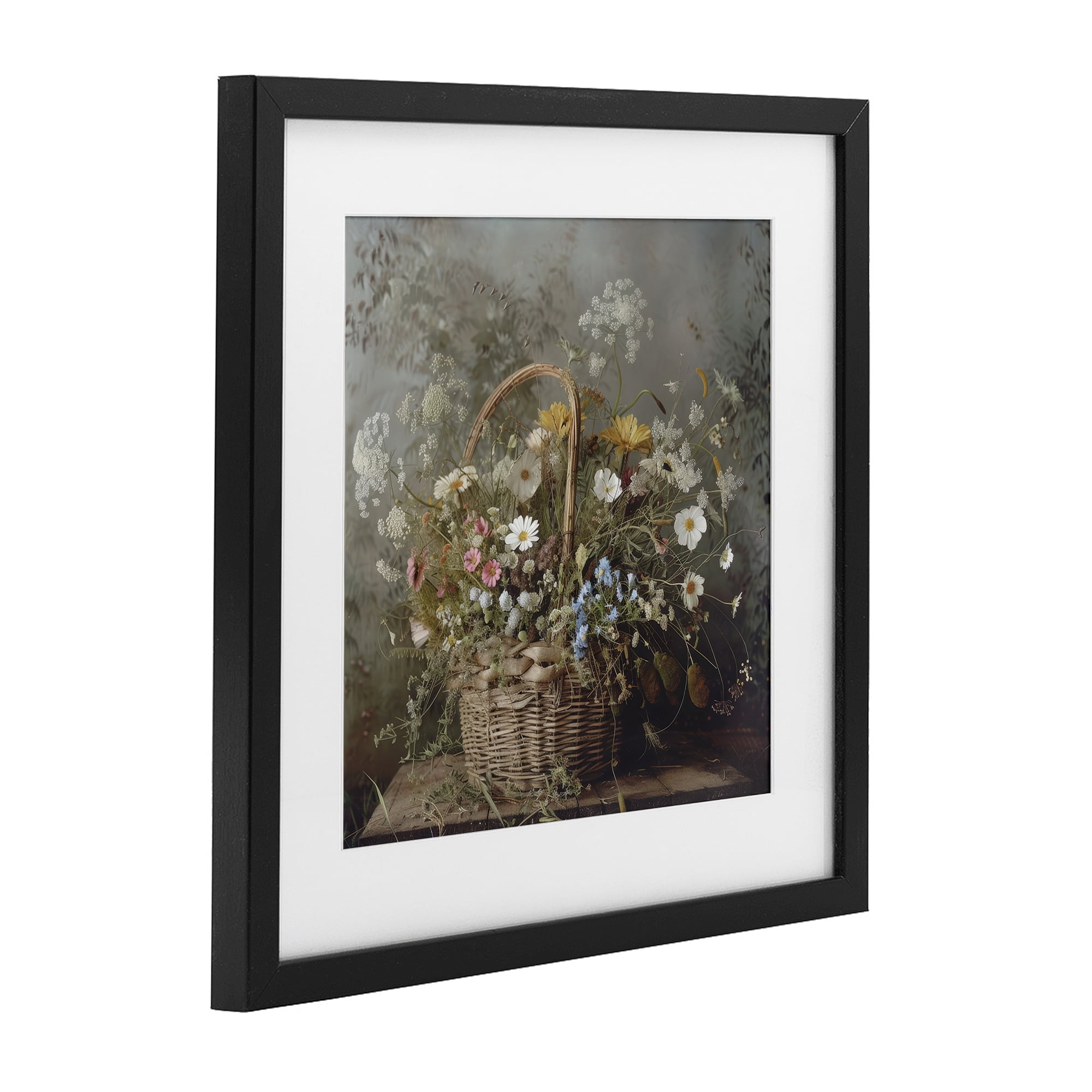 Stupell Industries Rustic Basket with Flowers Black Framed Print Under Glass, design by Lazar Studio