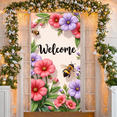 thumbnail image 6 of Red Ladybug Welcome Banner White Daisies Daisy Backdrop Cartoon Light Green Background Garden Background for Garden Party Spring Gathering Kids' Birthday, 6 of 9