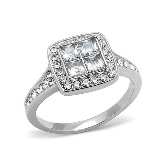 Women's 1.06 Ct Princess and Round Cut Cz Stainless Steel Engagement Ring Size 5