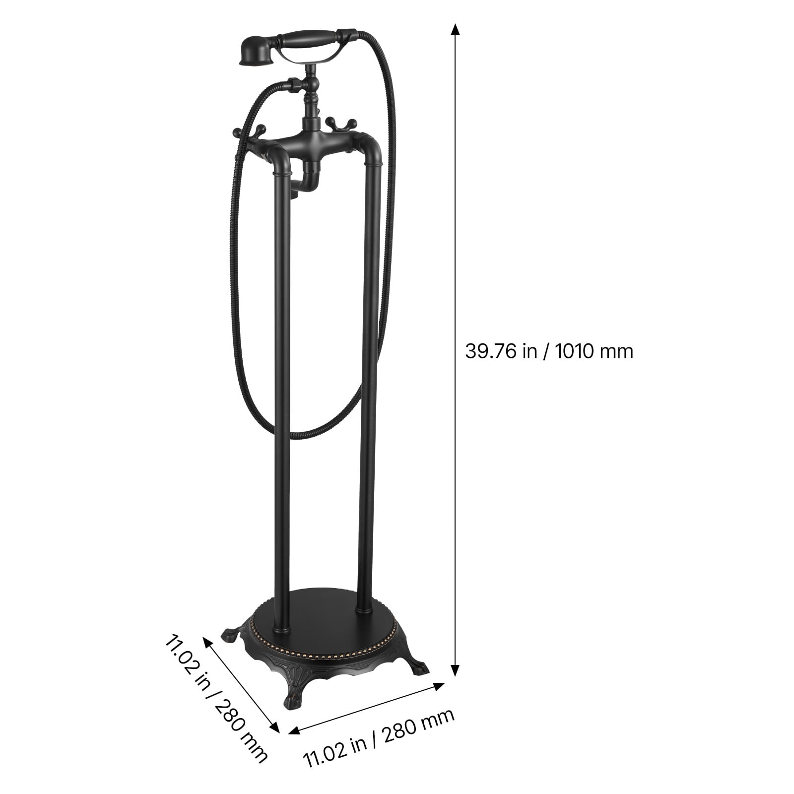 KFFKFF Freestanding Clawfoot Tub Faucet with Handheld Shower, Oil-Rubbed Bronze Finish, Vintage-Style Bathtub Filler with 360° Swivel Spout and 59-Inch Hose