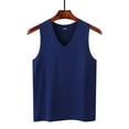 thumbnail image 5 of Penkiiy Men's V-Neck Workout Tank Top - Elastic Seamless Gym Shirt for Outdoor & Fitness (Solid Color, Moisture-Wicking) L Navy, 5 of 6