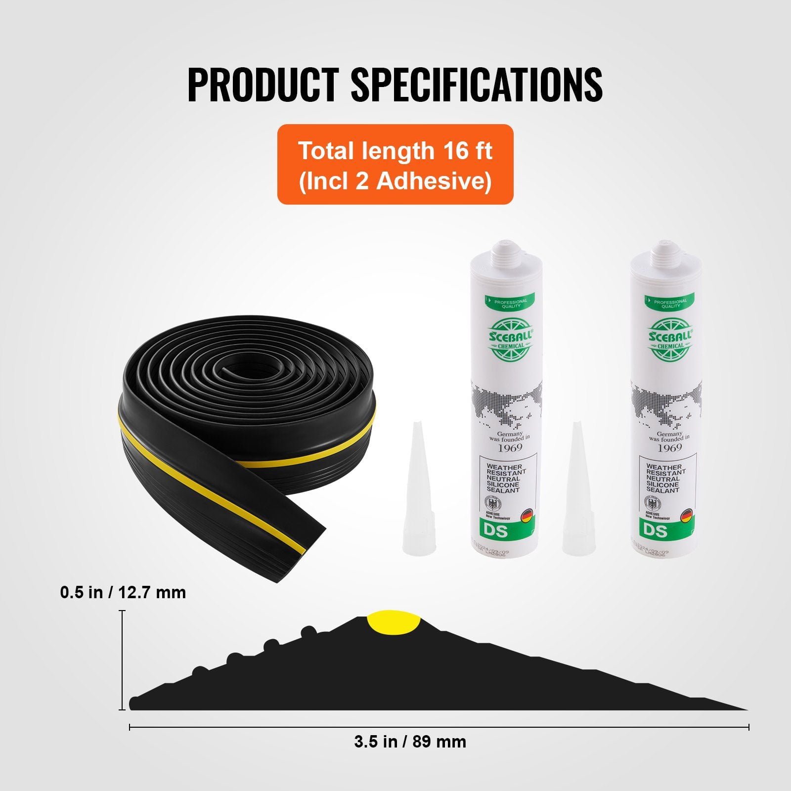 Universal Garage Door Bottom Seal Kit 16 FT U Shape O Ring PVC Weatherstrip with Adhesive Black