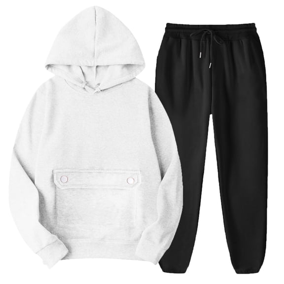 Erwazi Sweatsuits 2pcs Sets Womens Long Sleeve Botton Pocket Hooded Sweatshirt Drawstring Sweatpants Two Piece Outfits Set Tracksuit