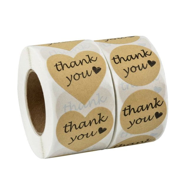Details about   500X Thank You Stickers Handmade Round Business Wedding Paper  Heart Labels H044 
