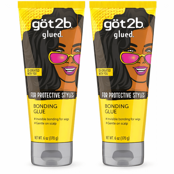 got2b Glued Bonding Glue for Protective Styles, Invisible Wig Bonding Adhesive, Gentle on Scalp, 6 oz Each (2 Pack)