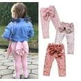 thumbnail image 3 of Baby Toddler Princess Girl Velvet Bowknot Soft Leggings Pants (Peach, 100/2-3 Years), 3 of 4