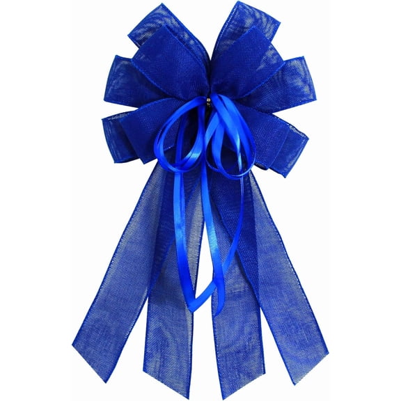 Large Burlap Bow for Wreath, Easter Farmhouse Burlap Fabric Wreath Bow for Front Door Decor Spring Pink Tree Topper Ornament Decorative Bow with String for Wedding Holiday Party Decor 1Pcs