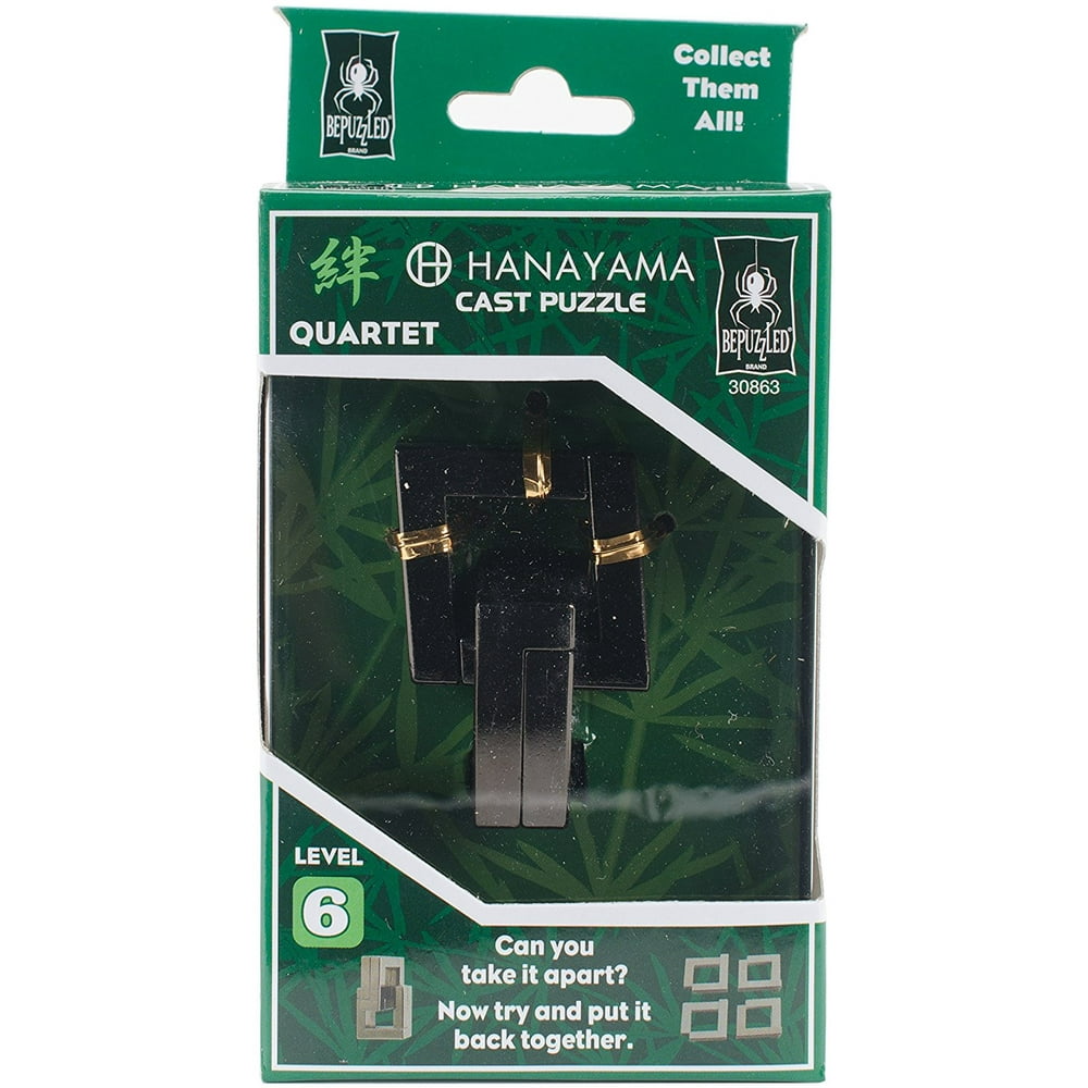QUARTET Hanayama Cast Metal Brain Teaser Puzzle (Level 6), Hanayama's