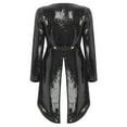 thumbnail image 4 of Haitryli Women's Magician Tailcoat Jacket Fancy Dress Magic Show One-Button Sequin Tail Coat Black XXL, 4 of 7