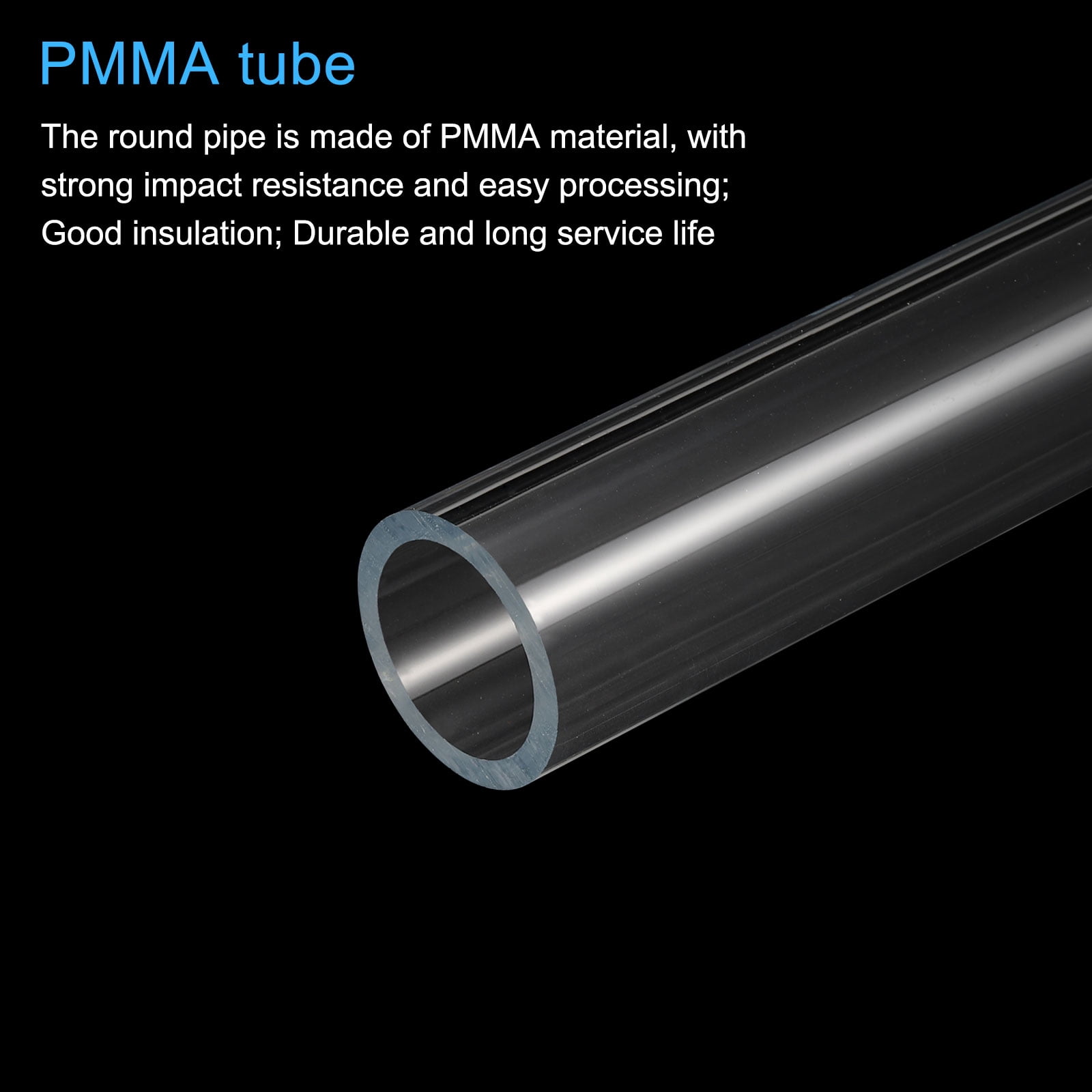 Unique Bargains Acrylic Pipe Rigid Round Tube for Lamp and Lanterns 1.34" ID 1.57" OD