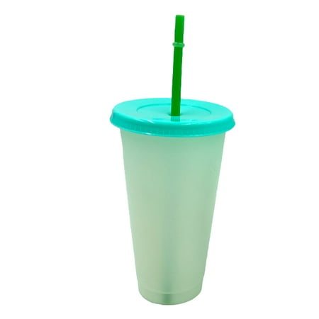 

Farfi 700ml Water Cup Eco-friendly Leakproof PP Color Changing Straw Cup Supplies for Dorm (Green)