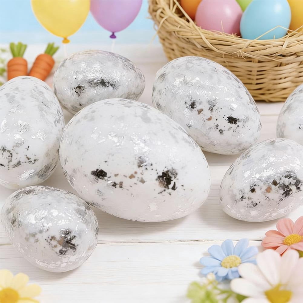 Slivery Golden Easter Eggs, Slivery Gold Speckled Plastic Egg for Easter Egg Hunt, Basket Stuffers Holiday Party Favors, Indoor Outdoor Decorations, Bulk Empty Eggs