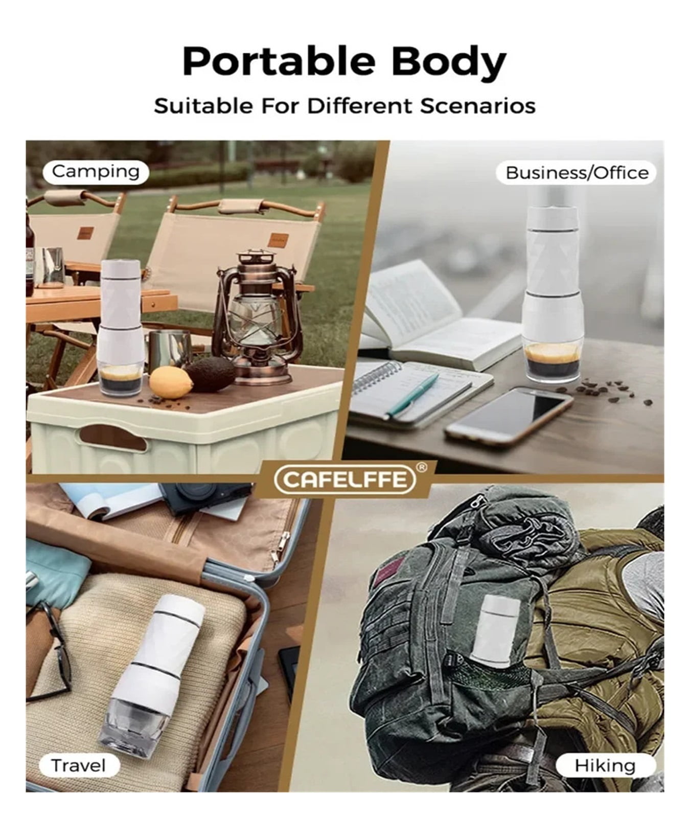 3 In1 Hot/Cold Portable Coffee Machine Manual Espresso Maker For Capsule & Ground Hand Press Brewer Home Office Travel ,Portable