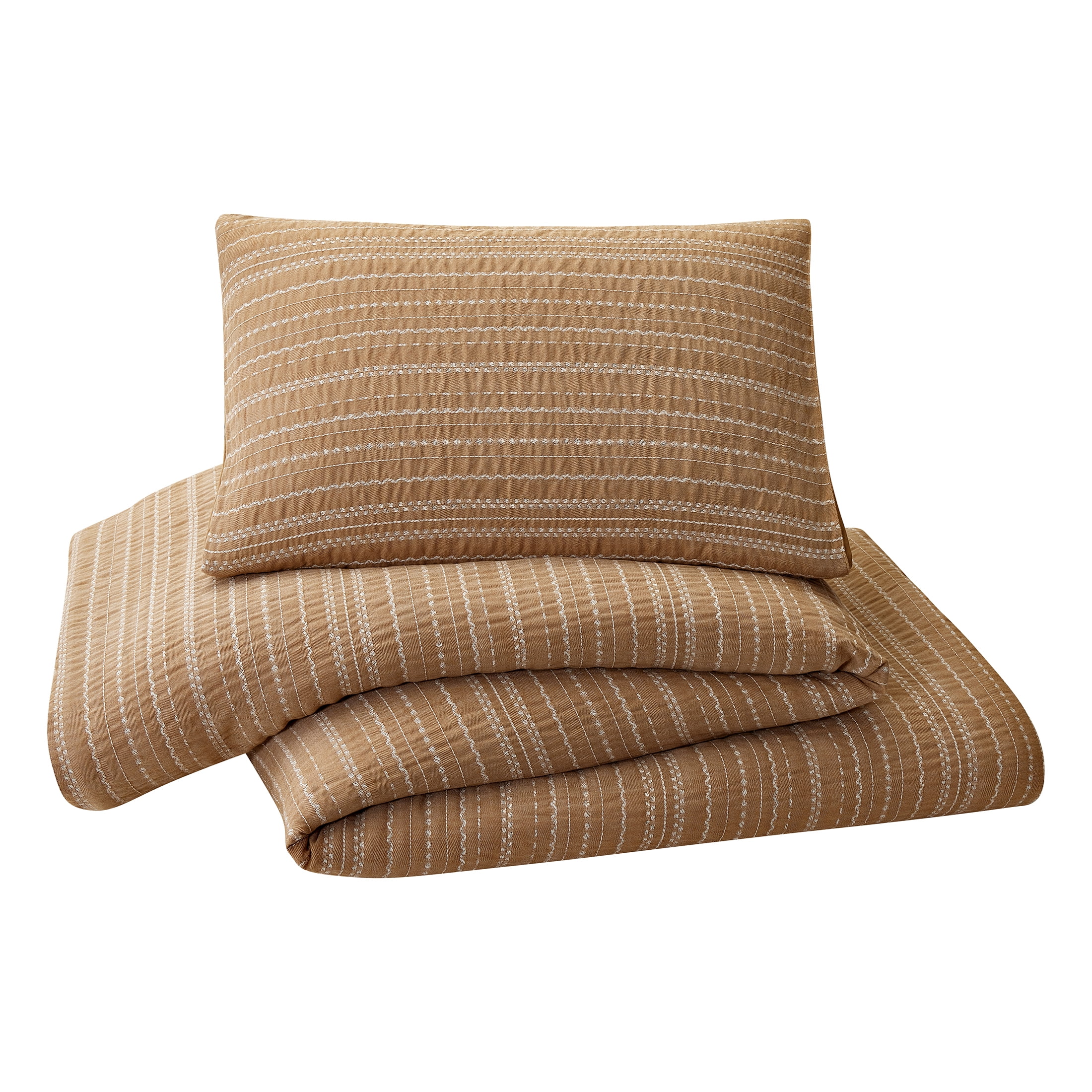 Better Homes & Gardens Crafted Woven 2-Piece Comforter Set, Dark Camel, T/TXL, All Ages