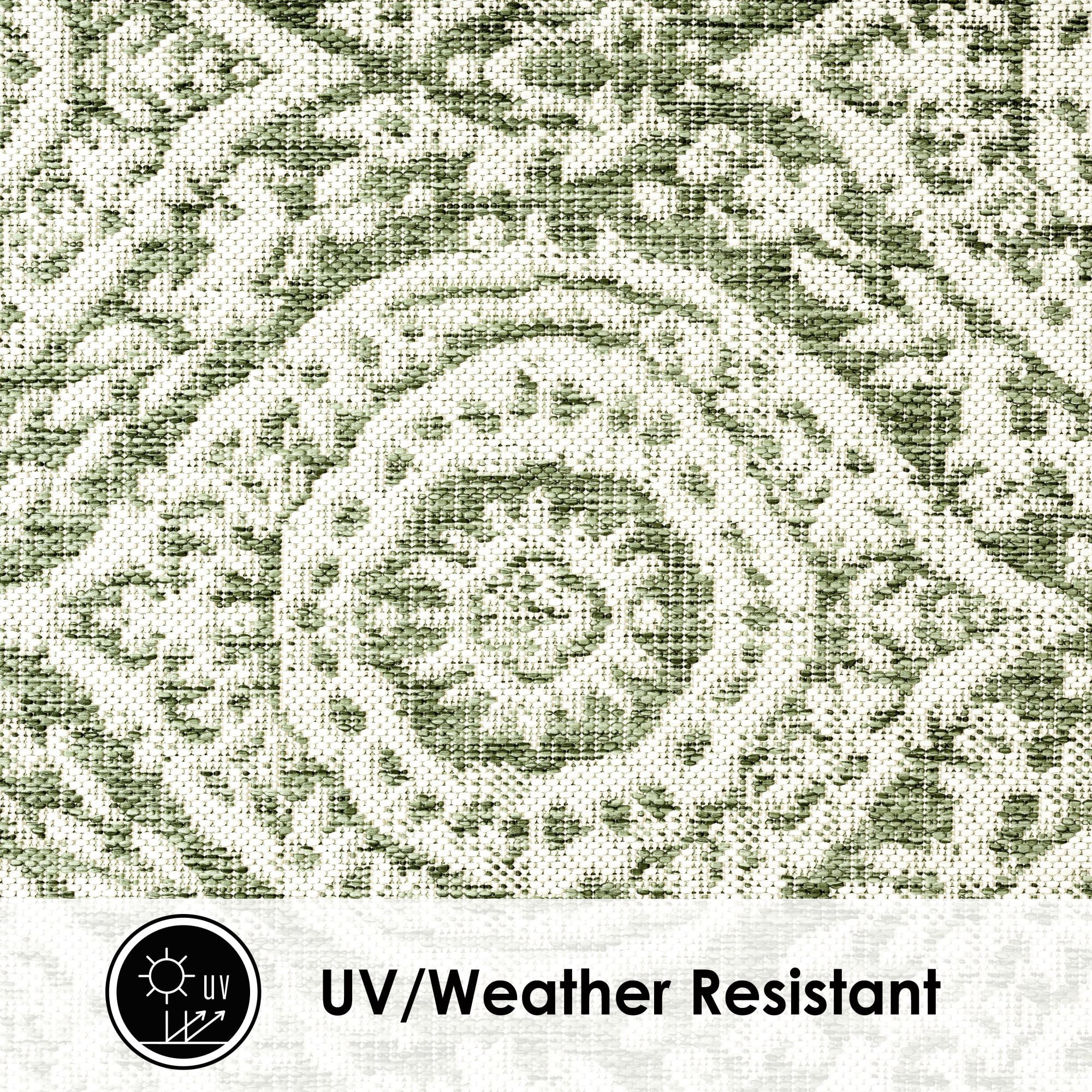 Nicole Miller New York Patio Country Zoe Moroccan Damask Indoor/Outdoor Area Rug, Light Green/Ivory , 5'2"x7'2"