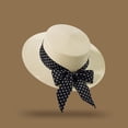 thumbnail image 4 of XIAOCHA Womens Bow‑Pearl Straw Hat Solid Sun Hat Beach Wide‑Brim Hat,Black, 4 of 5