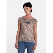 Muscle Car Women's Camo Graphic Tee with Cap Sleeves, Sizes XXS-XXL