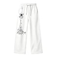 thumbnail image 3 of CUZIBR Baby Boys Sweatpants Baggy Wide Leg Athletic Joggers Pants With Pocket Spider Graphic Drawstring Elastic Waist Soft School Outdoor Bottoms,White,4-5 Years, 3 of 4