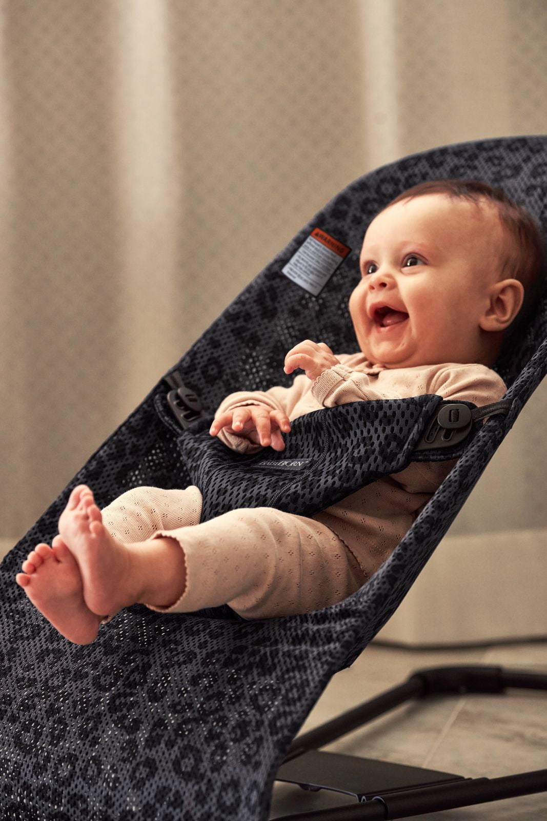BabyBjorn Bouncer Bliss, Black frame, Mesh, Anthracite/Leopard