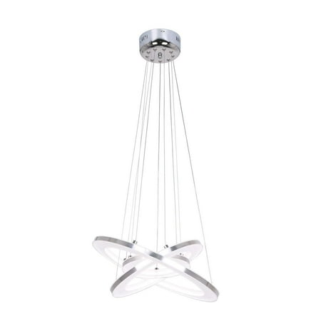 - UNITARY BRAND Modern Nature White LED Acrylic Pendant Light With 3 Rings Max 33W Chrome Finish