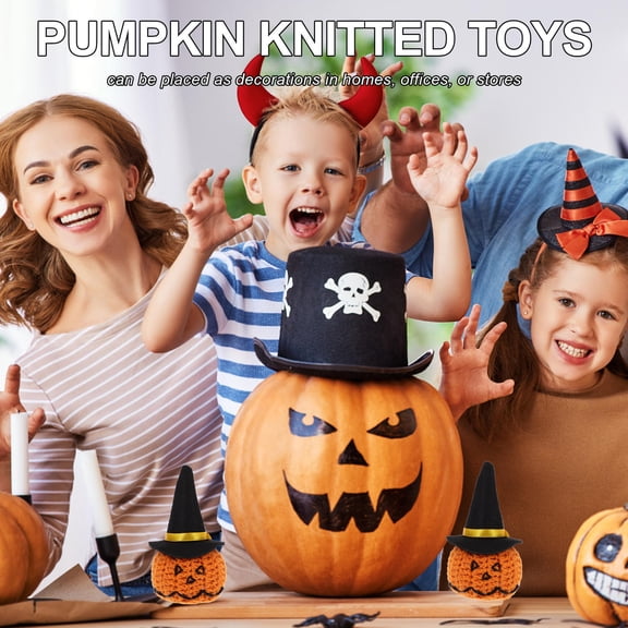 BESTYASH Pumpkin Decor Pumpkin Doll Orange Plush Handmade Crochet Home Decoration 1 Set 2.4*2.4*2.2in