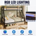 thumbnail image 6 of Twin Over Full Bunk Beds with Charging Station, Storage Drawers and LED Lights, Heavy Duty Metal Bunk Beds for Teens, with Safety Rails, No Box Spring Needed, CPC Certified, Black, 6 of 9