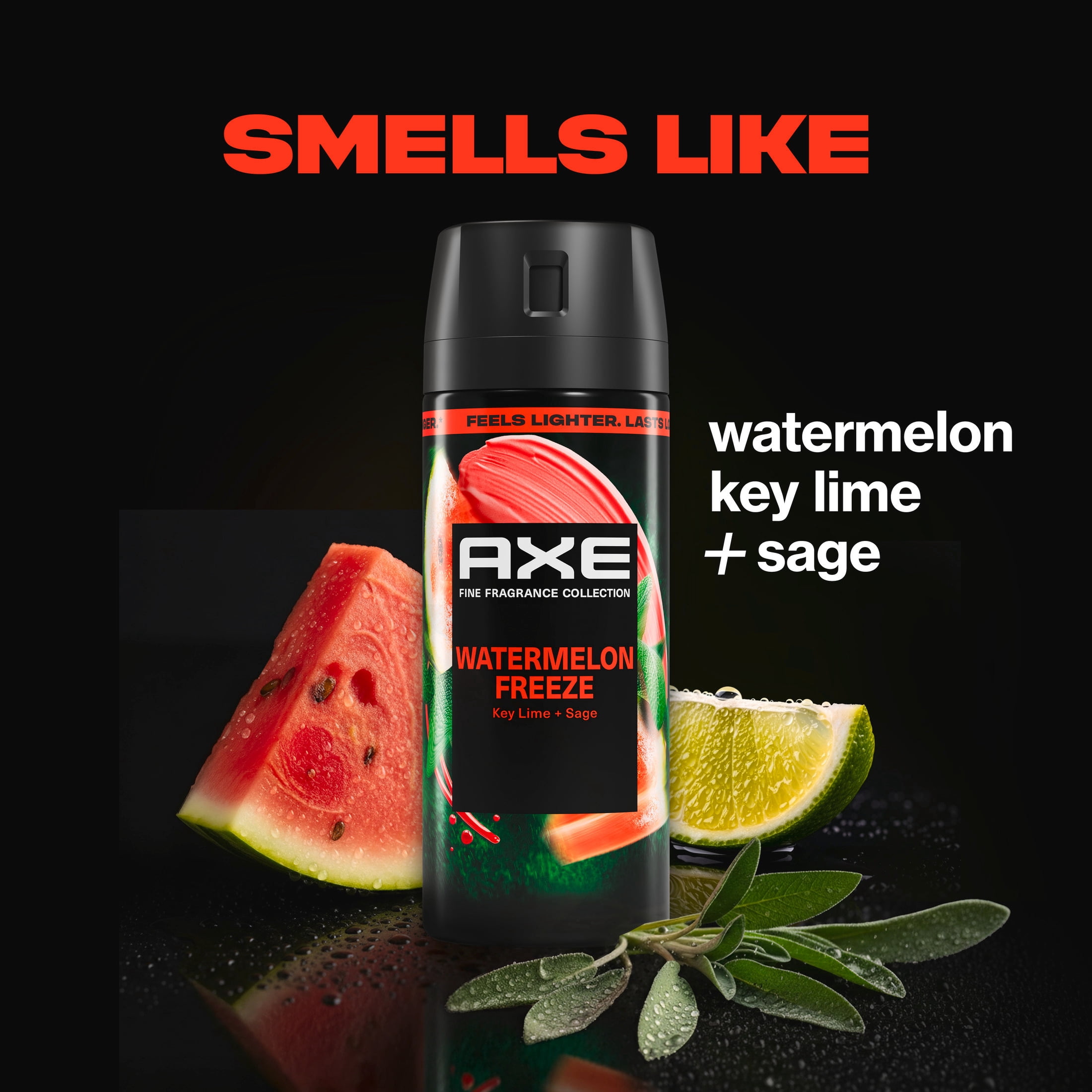 AXE Fine Fragrance Collection Body Spray 72 Hour Freshness Watermelon Freeze Aluminum Free, 2.9 oz