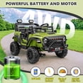 thumbnail image 3 of VIBESPARK 24 Volt 2-Seater Ride on Toys with Remote Control, 9AH Electric Car for Kids, 4WD Battery Powered Ride on Truck Car, Power Car Wheels w/ Bluetooth, Music, Spring Suspension, 3-Speed, Green, 3 of 10