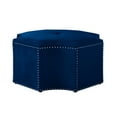 thumbnail image 2 of Nicole Miller Cocktail Ottoman Zaid Velvet Upholstered Octagon Single Tufted Nailhead Trim Navy/Chrome, 2 of 10