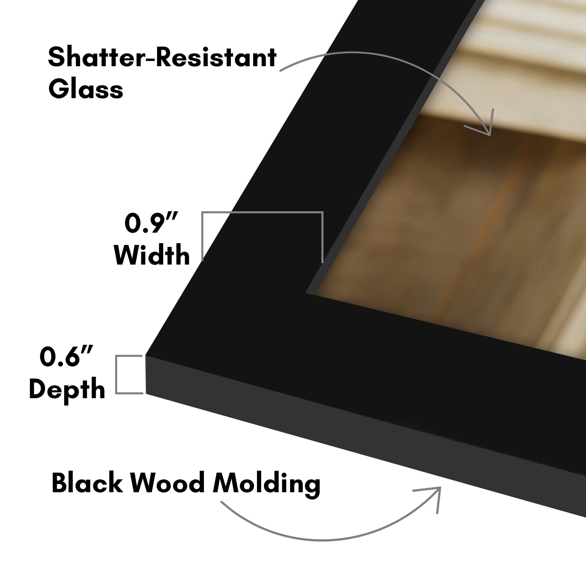 Americanflat 12x18 inches Gallery Picture Frame - Black Wood Americanflat 12x18 inches Gallery Picture Frame - Black Wood