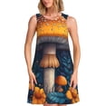 thumbnail image 1 of Balery Vintage Blue Leaf Mushroom Vestidos de verano para mujer con estampado: vestido holgado sin mangas, vestido playero informal y cómodo para días calurosos., 1 of 7